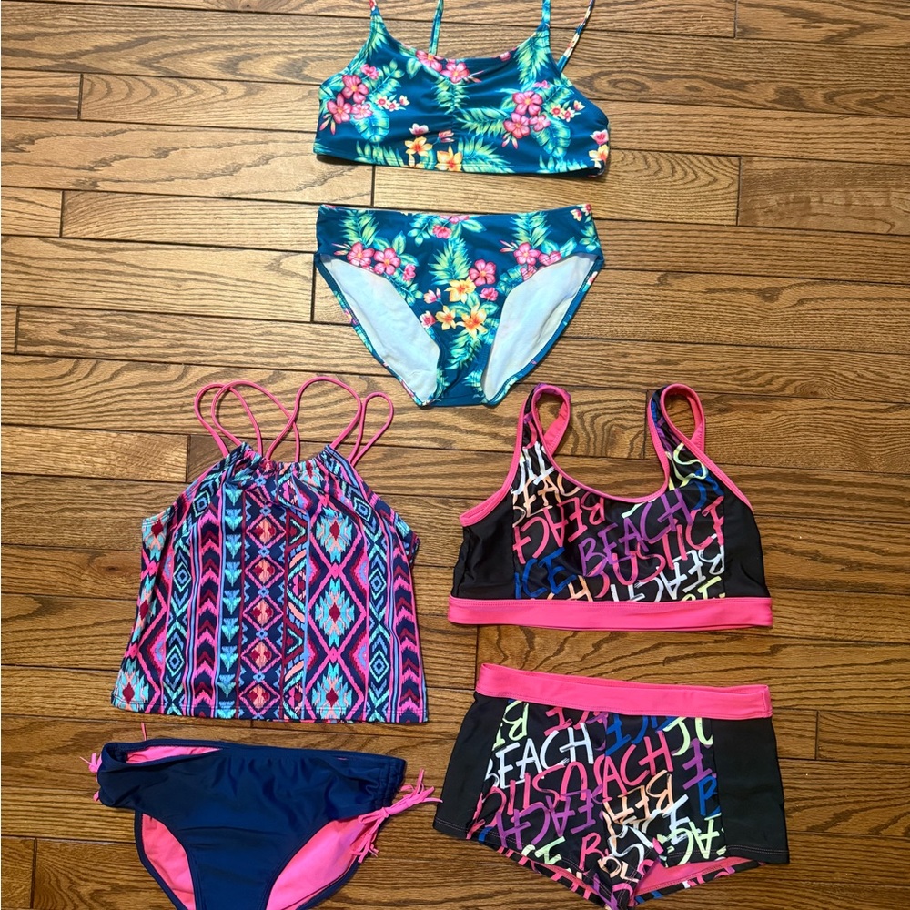 Justice Kids Swim Bikinis - Blue, Pink, and Multicolor